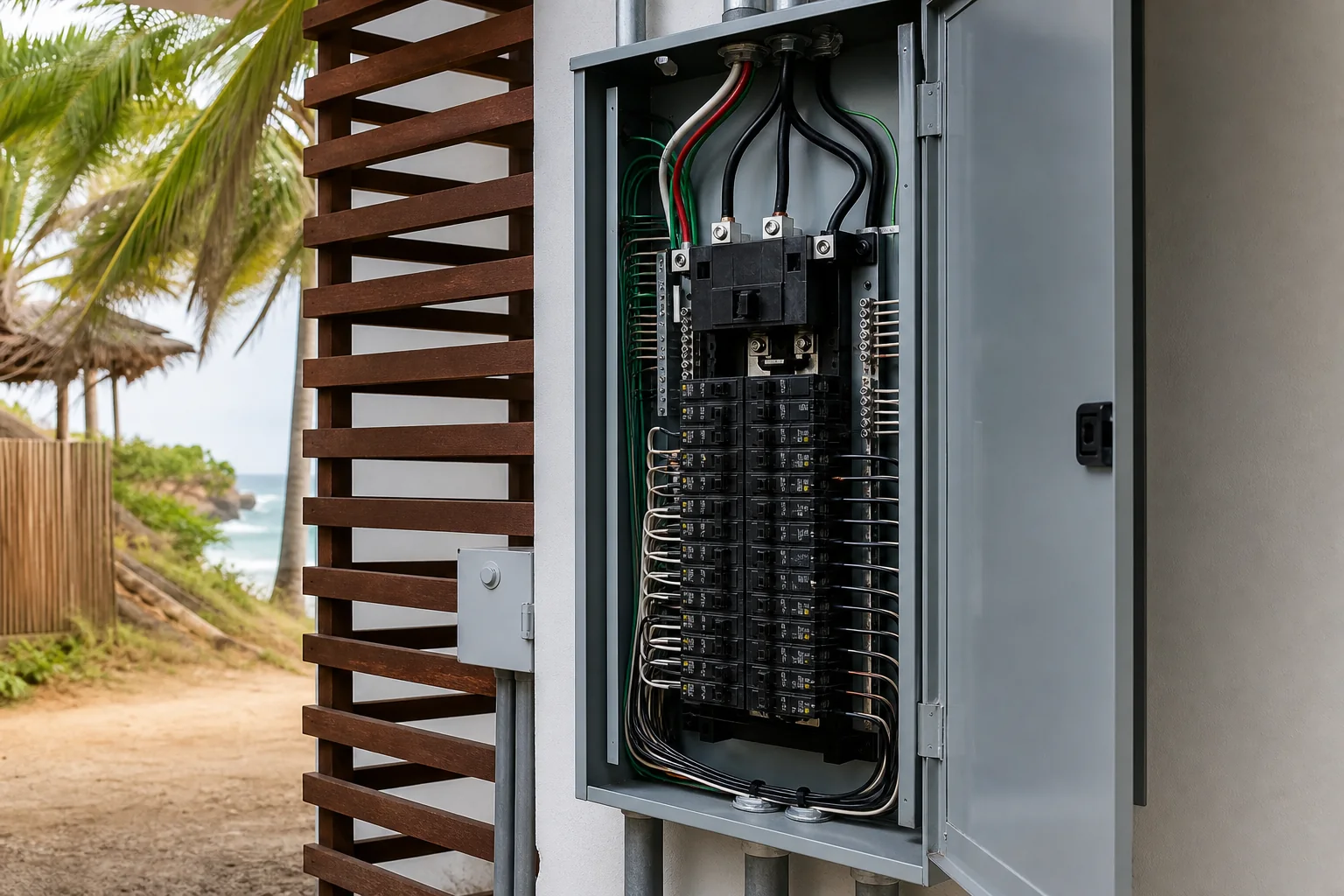 Centro de carga residencial de 200 amperios instalado