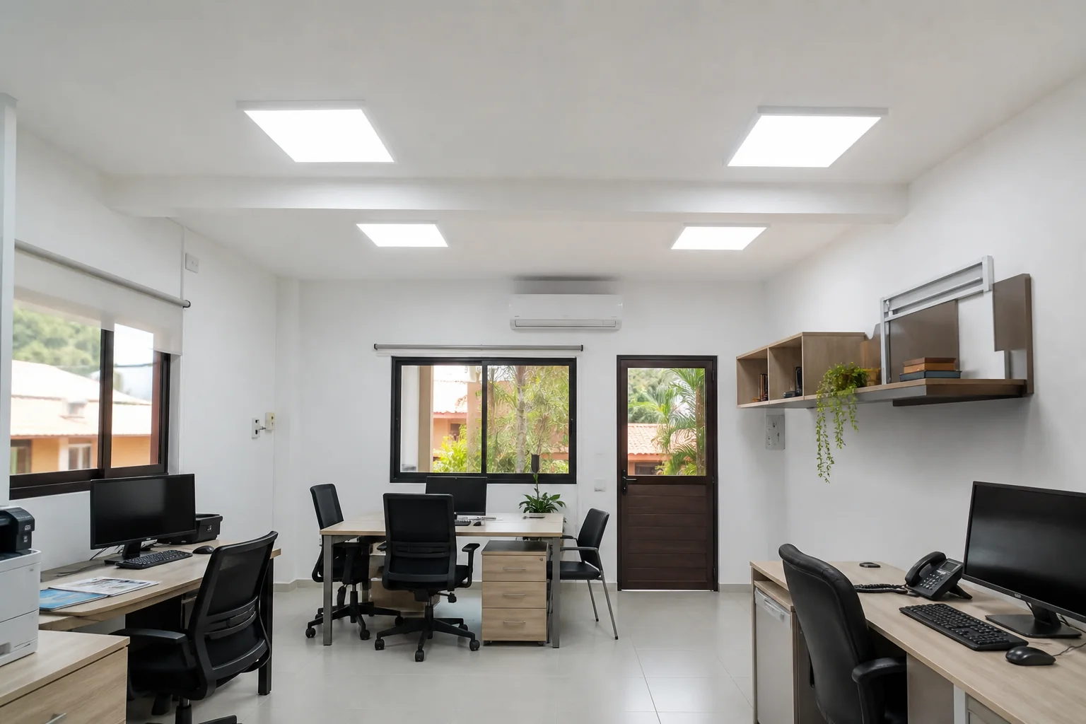 Oficina renovada con iluminación LED eficiente